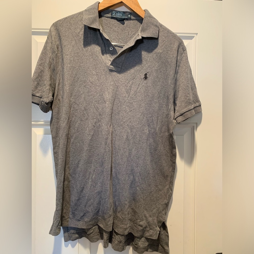 Vintage Ralph Lauren Polo Shirt Mens Causal Size M Gray Grey